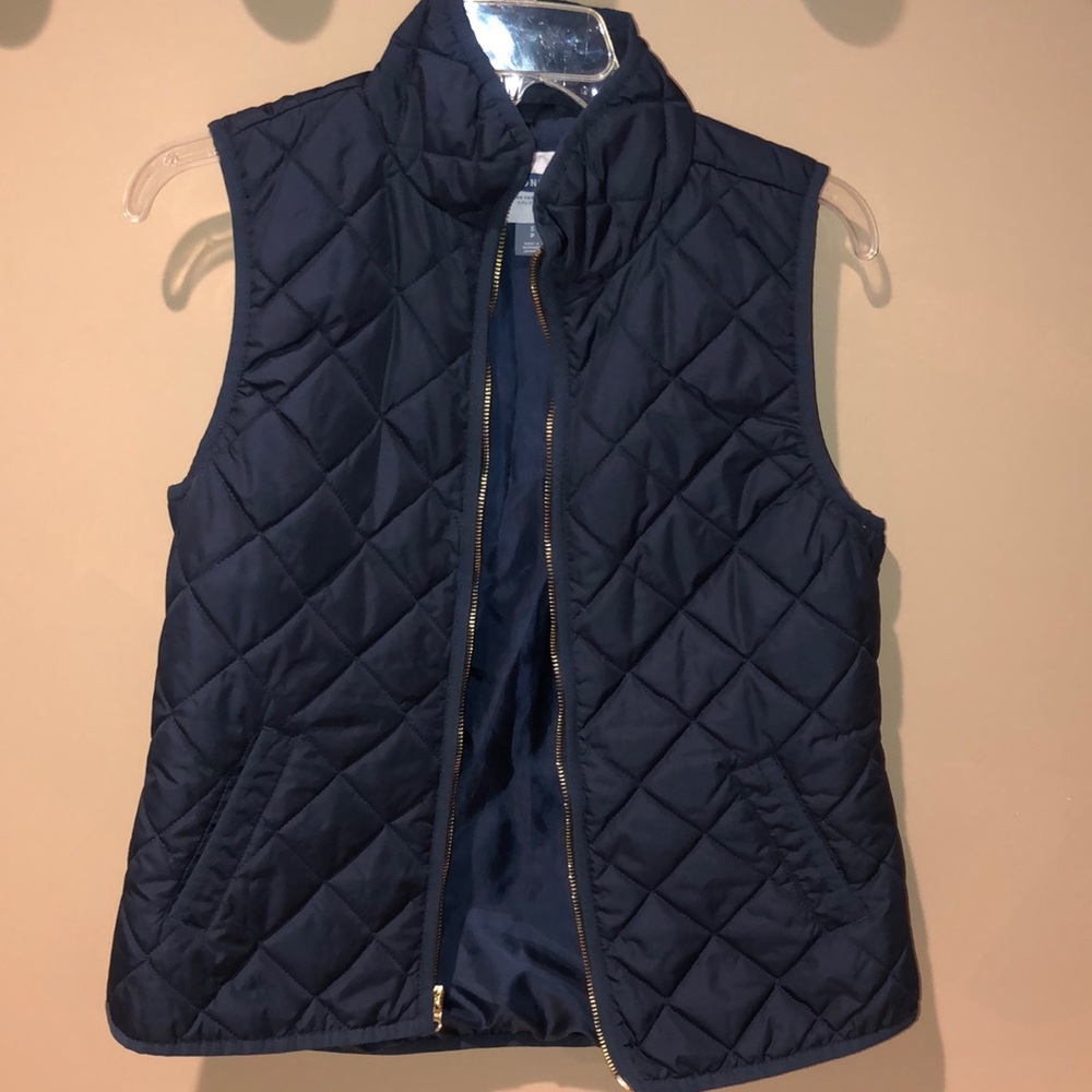 Quilted vest- navy blue with gold detail